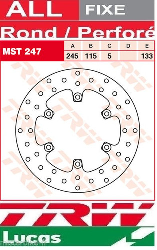 Rear brake disc trw mst247 - disc,